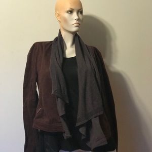 Buckel Buckle Drape Front Jacket Scarf Collar